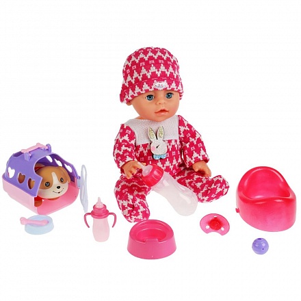 Интерактивный пупс Анечка и её питомец 35 см пьет писает закрывает глаза 4 аксессуара 